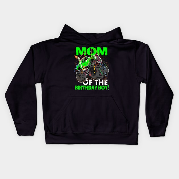 mom of the birthday boy monster trucks Kids Hoodie by hadlamcom